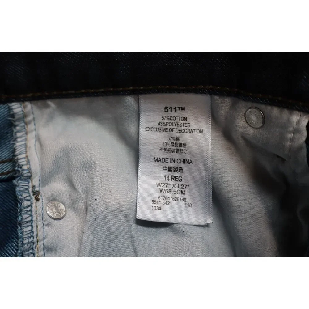 Levis 511 Blue Jeans Cotton Straight Leg Size Mens  27x27 Boys 14 reg. Slim Fit‎
